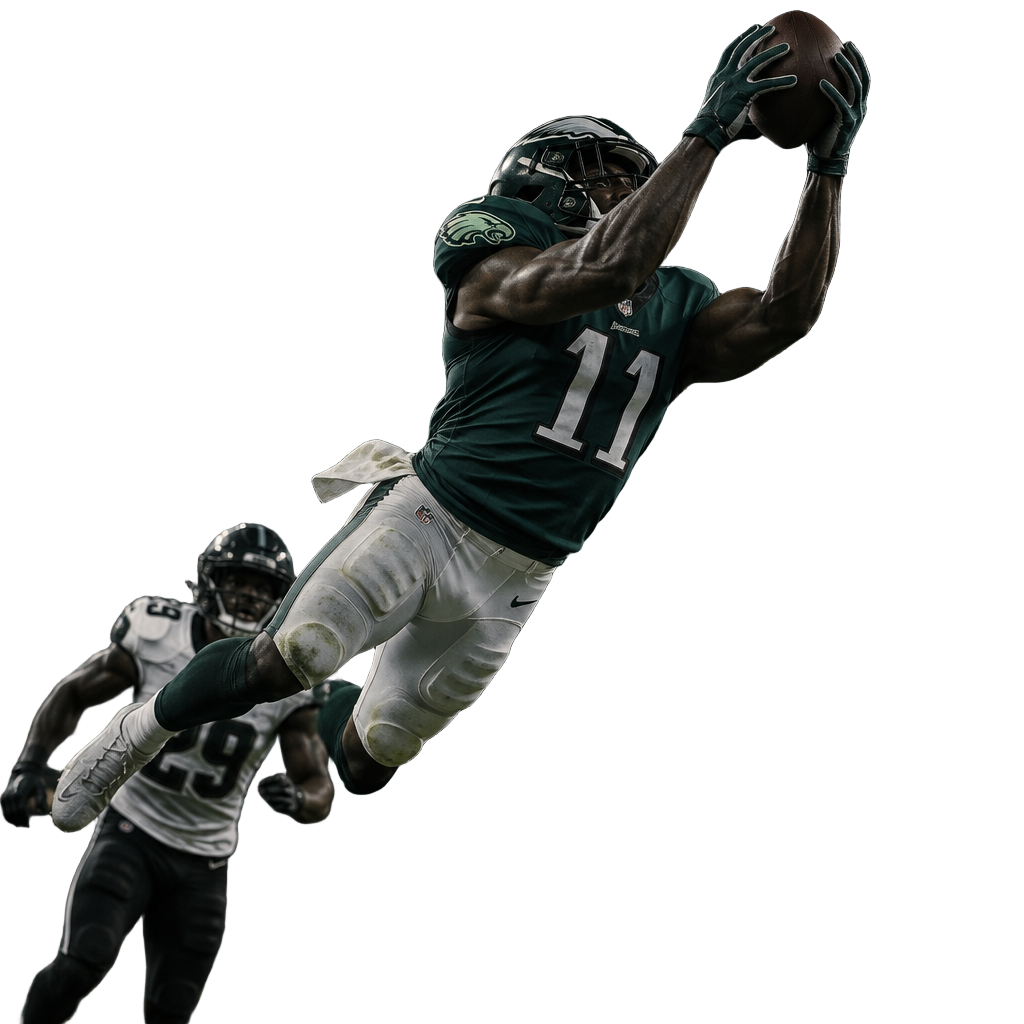 Football player catching a football